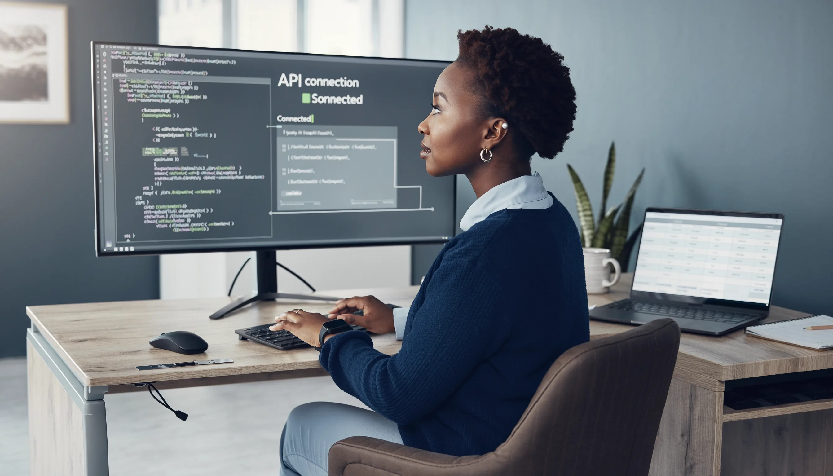 Software developer building a custom fleet integration using an API console and code editor