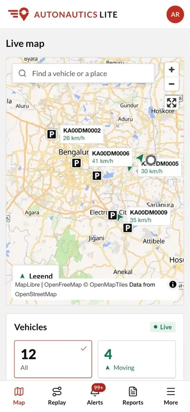 Autonautics Lite live map on a phone