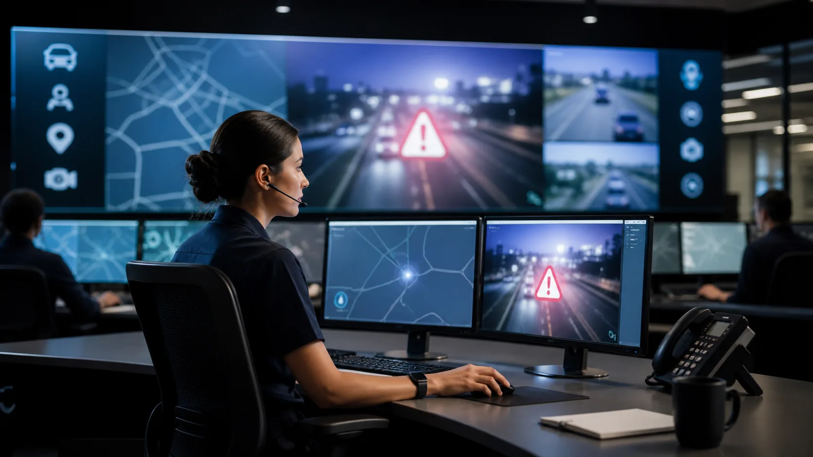 Fleet operations controller responding to a real-time road safety alert