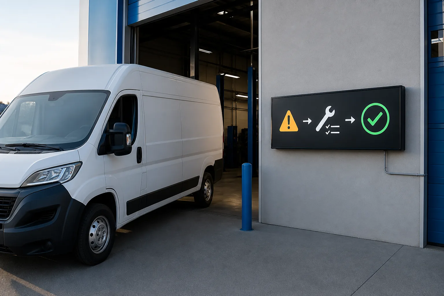 Vehicle compliance alert identifying the required action and its resolution status