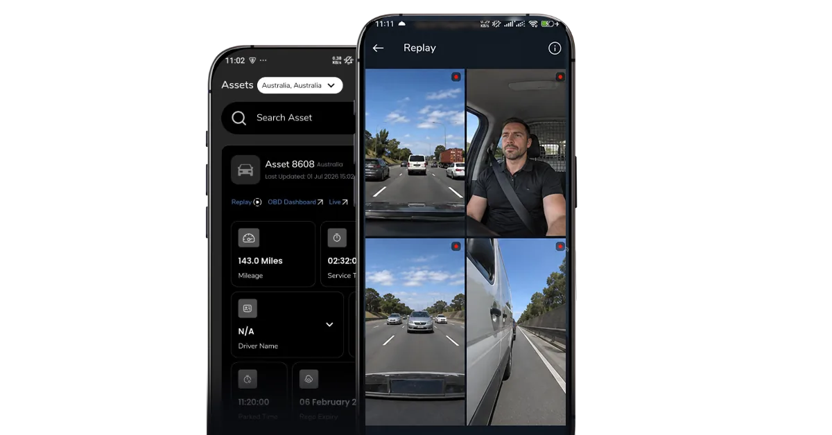 Four live fleet camera views displayed in the Autonautics mobile app