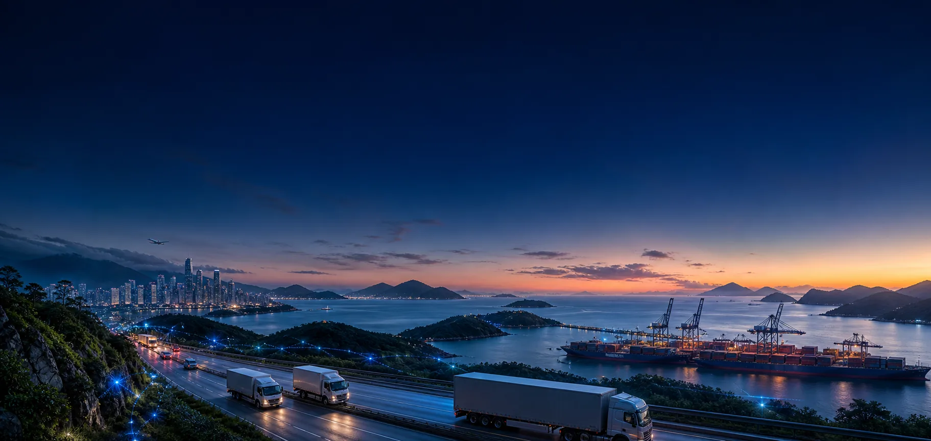 Connected transport operations moving through an Asia-Pacific logistics corridor
