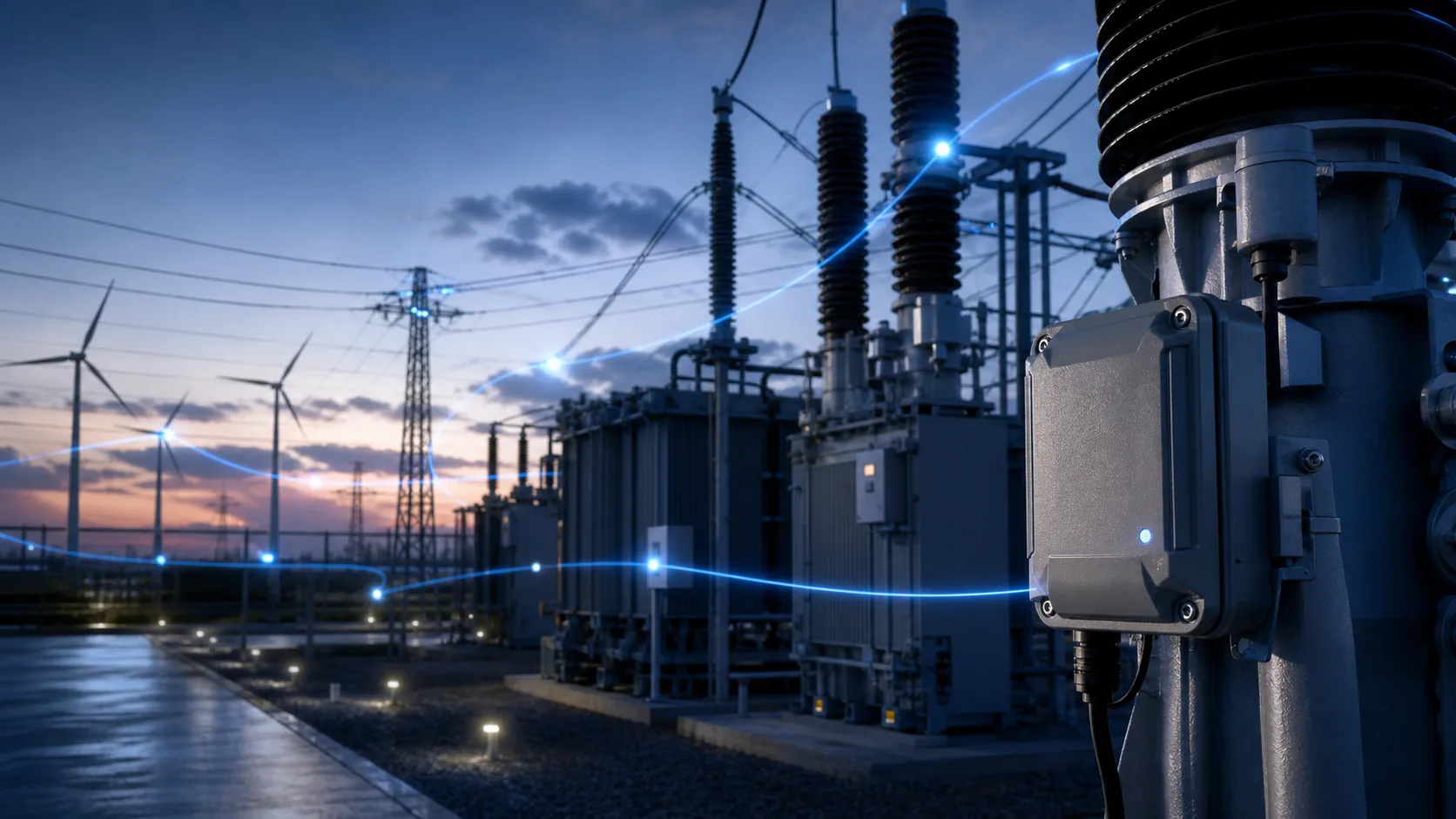 Connected electrical substation and renewable energy infrastructure