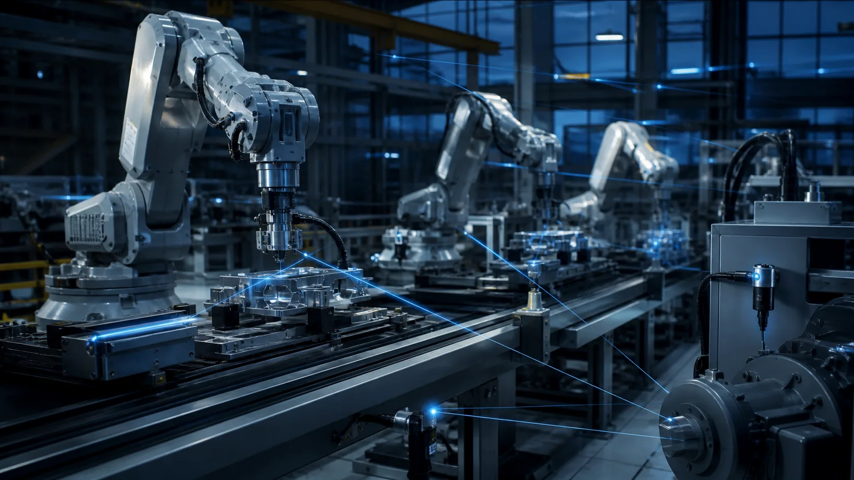 Connected robotic machinery on a manufacturing floor