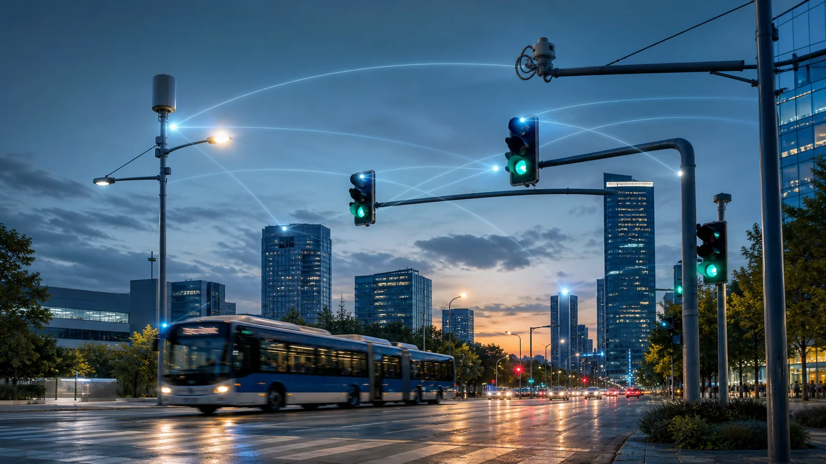 Connected traffic, transit, and street infrastructure in a smart city
