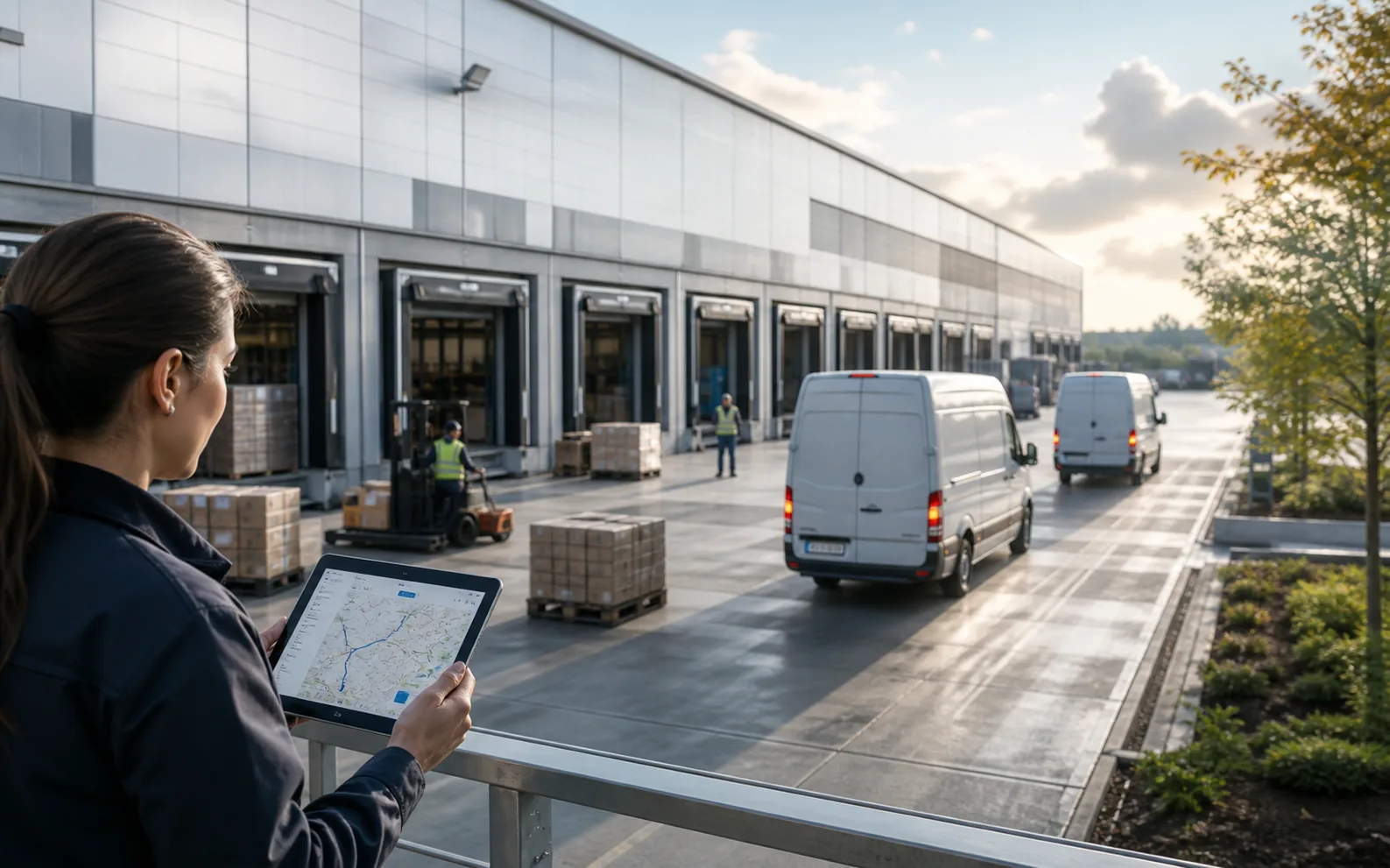 Coordinator overseeing optimized warehouse dispatch and delivery routes