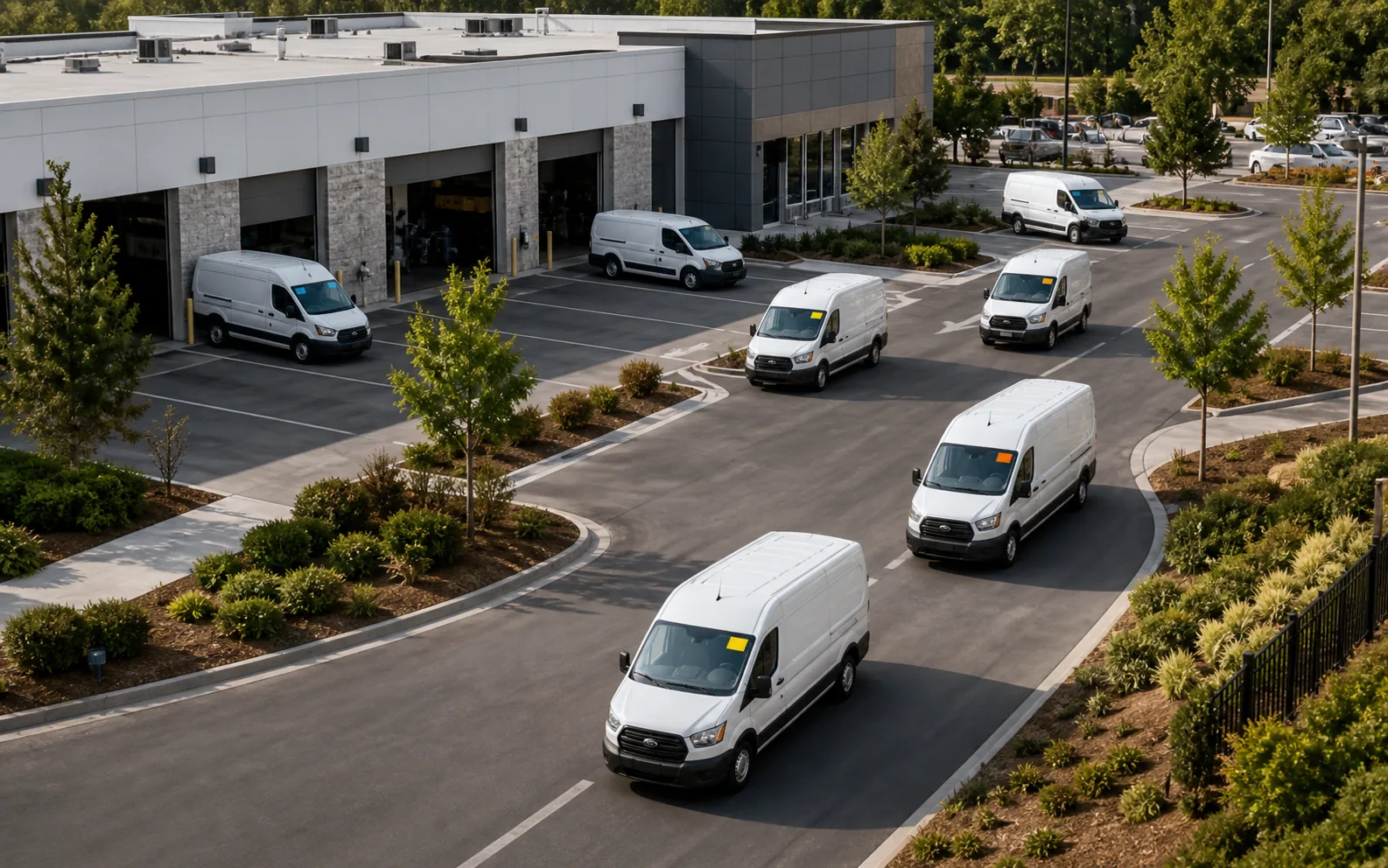 Field-service vehicles leaving a depot in coordinated assignments