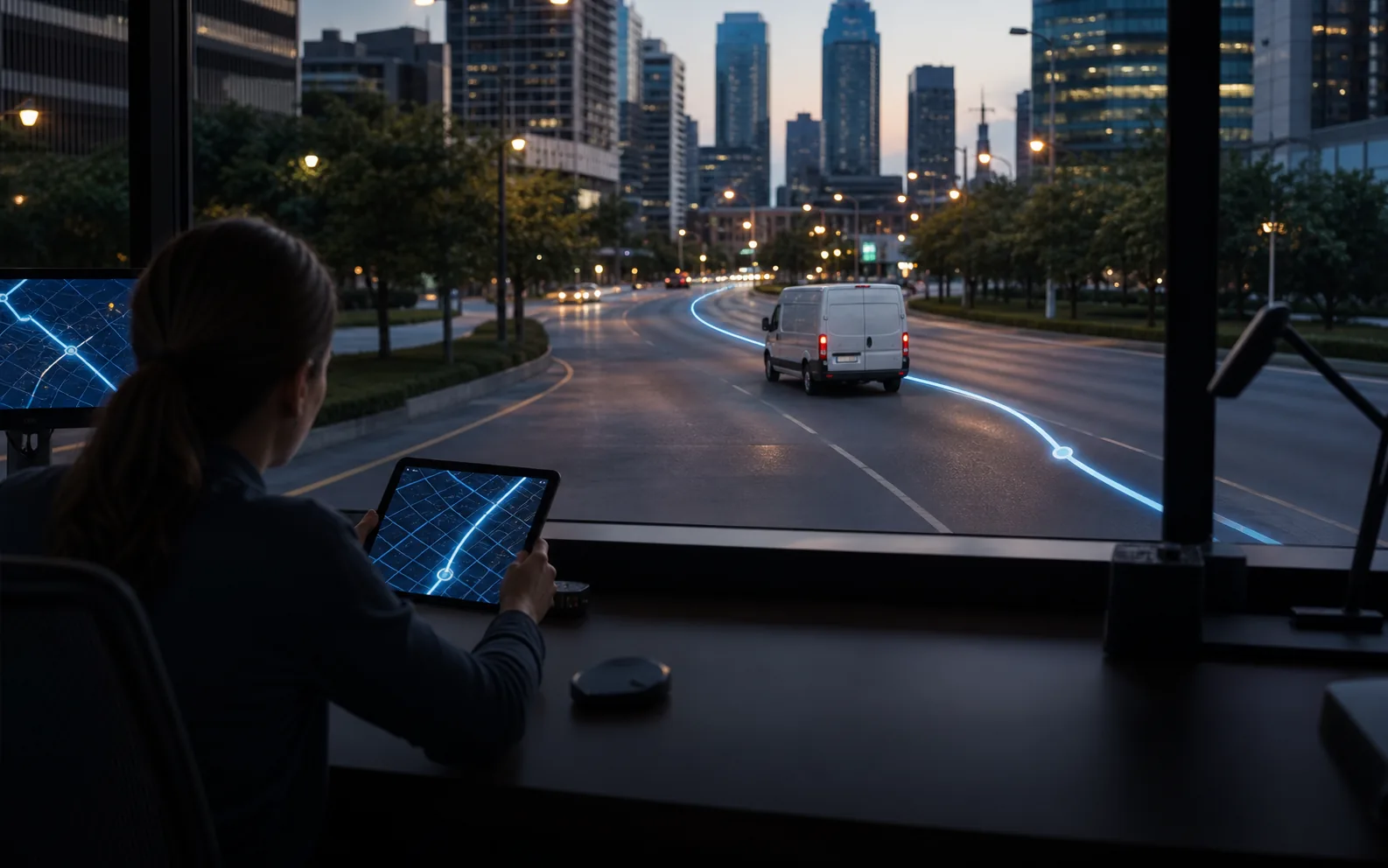 Fleet vehicle travelling on a monitored route