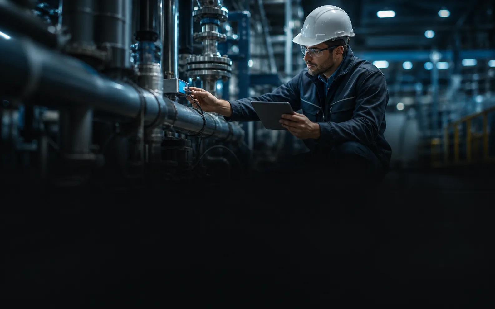 Engineer monitoring industrial IoT equipment